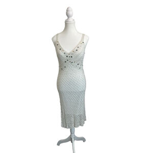 White Crochet Midi Dress Small Bridal Engagement Photo Shoot